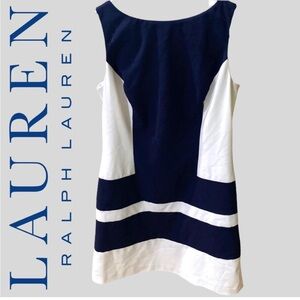 Ralph Lauren Palm Beach Navy and White Block Print Dress